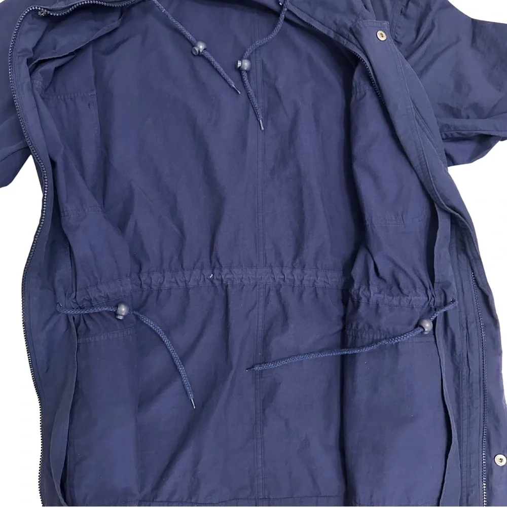 Vintage J Crew Oarsman Blue Hooded Field Utility Jacket Zip Up SZ Small Classic